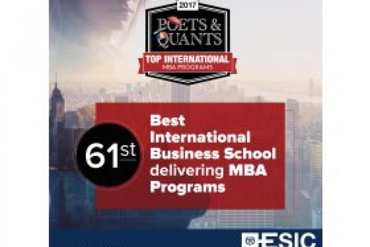 Poets and Quants International MBA programs ranking 2017 recognizes ESIC as one of the best International business schools